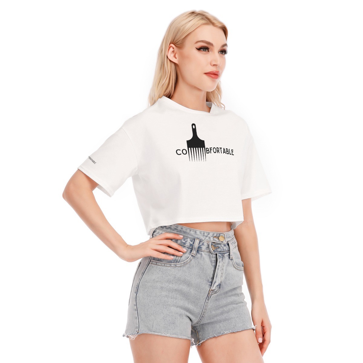 100% Cotton COMBfortable Women's Cropped T-shirt - Image 2