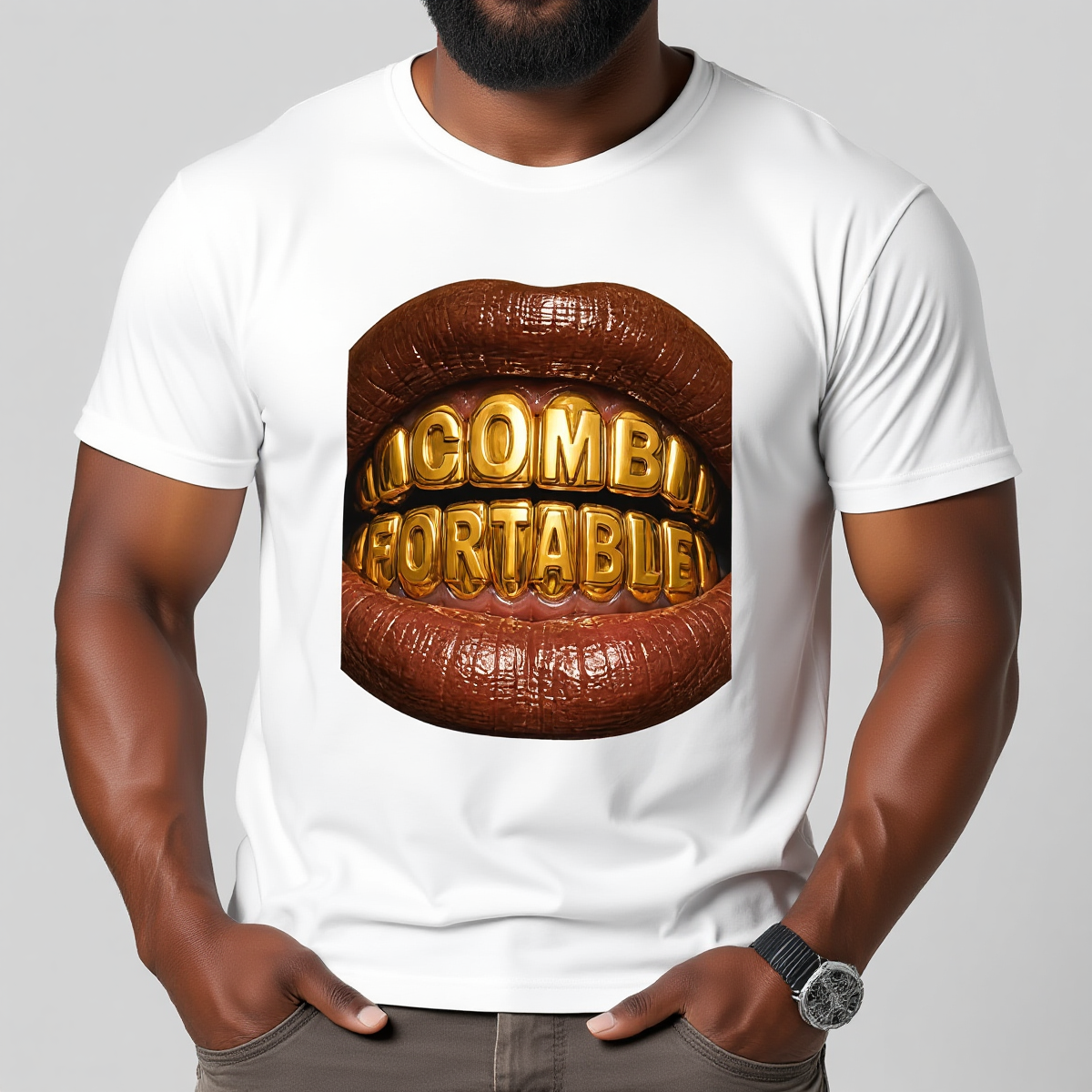 COMBfortable Glod Teeth Unisex O-neck Short Sleeve T-shirt - Image 3
